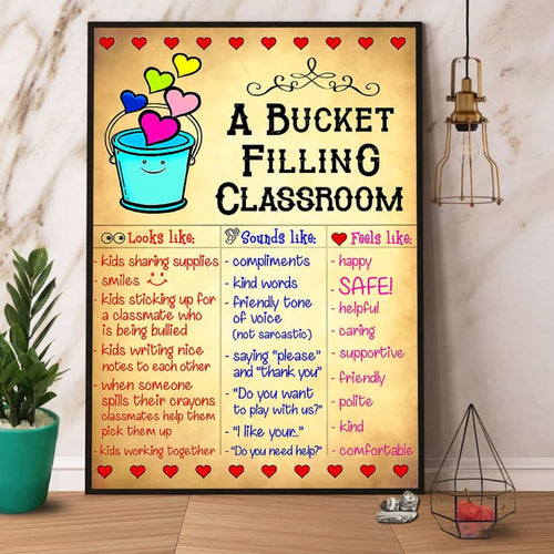 A Bucket Filling Classroom Paper Poster No Frame Matte Canvas Wall Decor