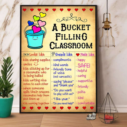 A Bucket Filling Classroom Paper Poster No Frame Matte Canvas Wall Decor
