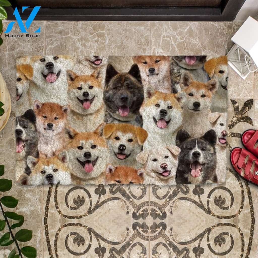 A Bunch Of Akita Inus Doormat, Dog Welcome Mat, Funny Welcome Mats for Dog Lovers