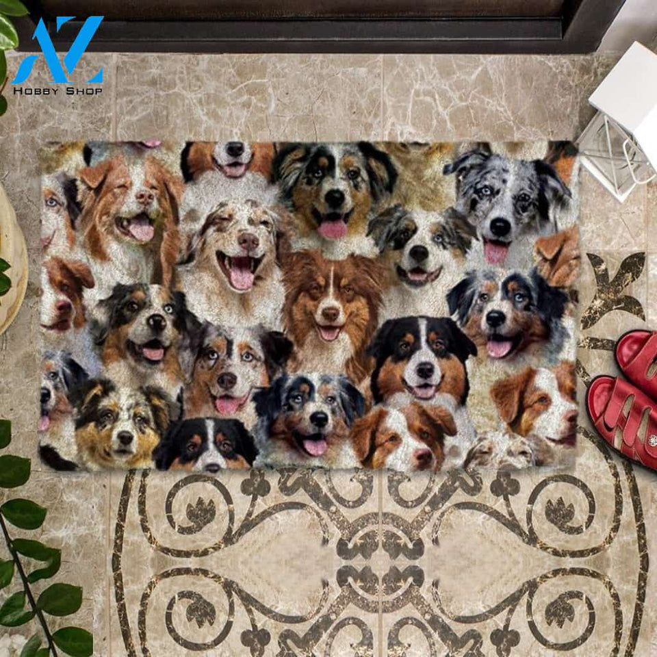 A Bunch Of Australian Shepherds Doormat, Dog Welcome Mat, Funny Welcome Mats for Dog Lovers