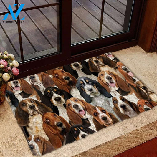 A Bunch Of Basset Hounds Doormat, Dog Welcome Mat, Funny Welcome Mats for Dog Lovers