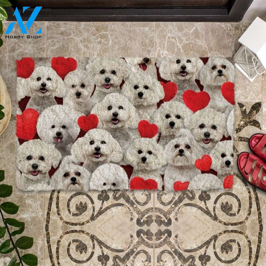 A Bunch Of Bichon Frises Doormat, Dog Welcome Mat, Funny Welcome Mats for Dog Lovers