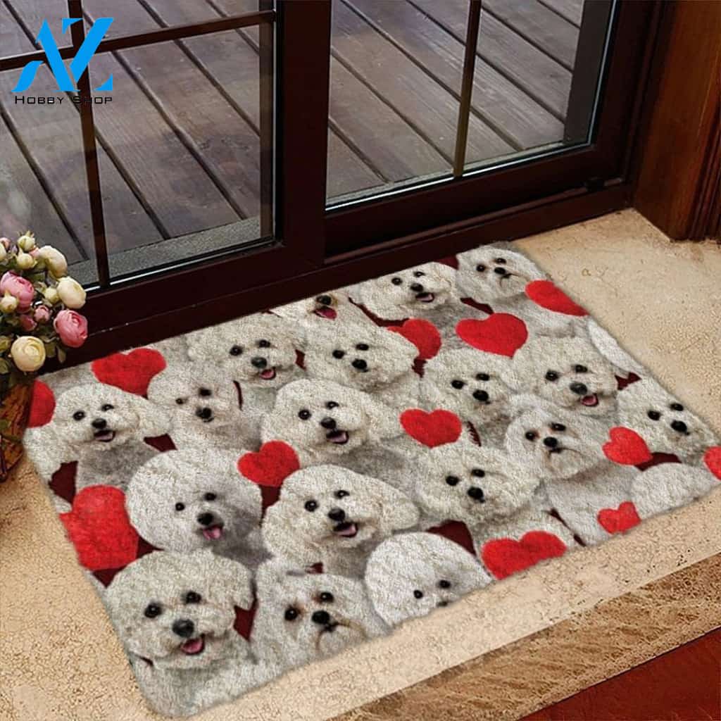 A Bunch Of Bichon Frises Doormat, Dog Welcome Mat, Funny Welcome Mats for Dog Lovers