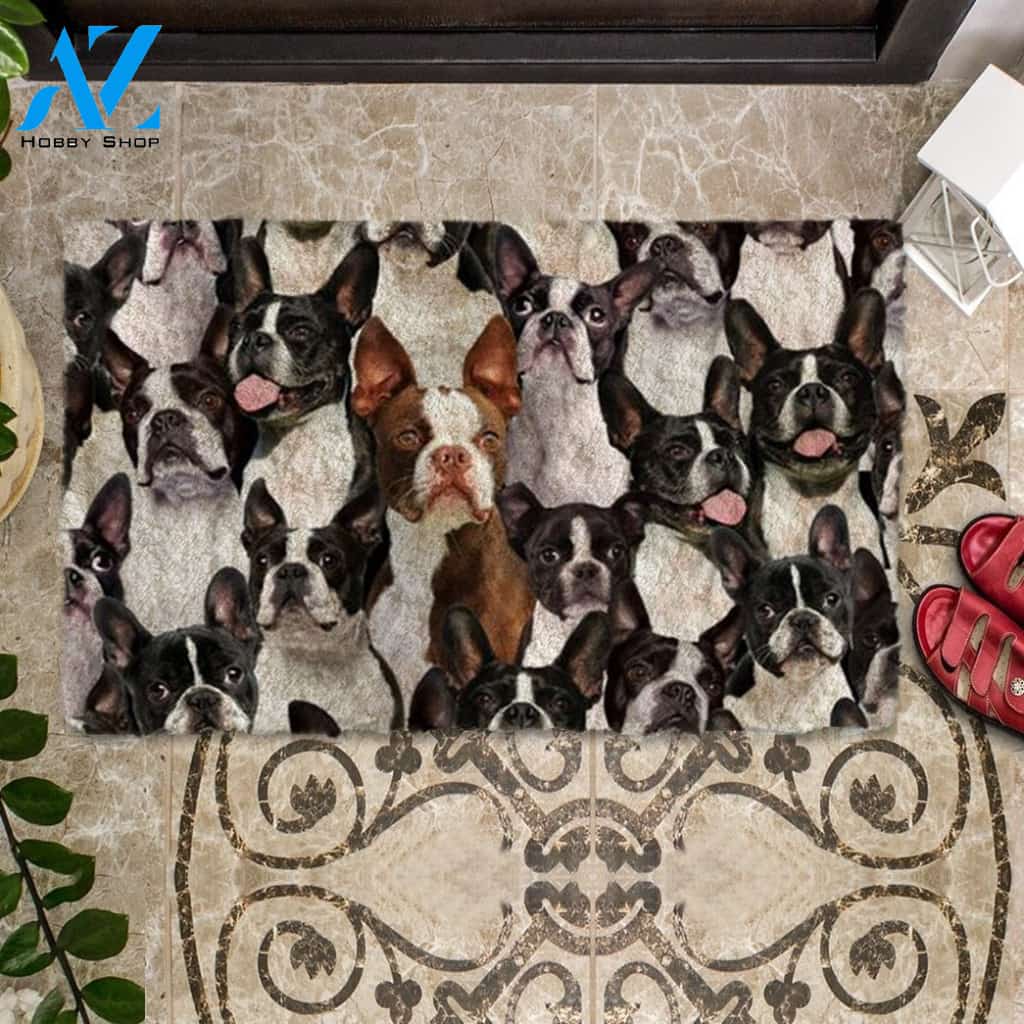 A Bunch Of Boston Terriers Doormat, Dog Welcome Mat, Funny Welcome Mats for Dog Lovers