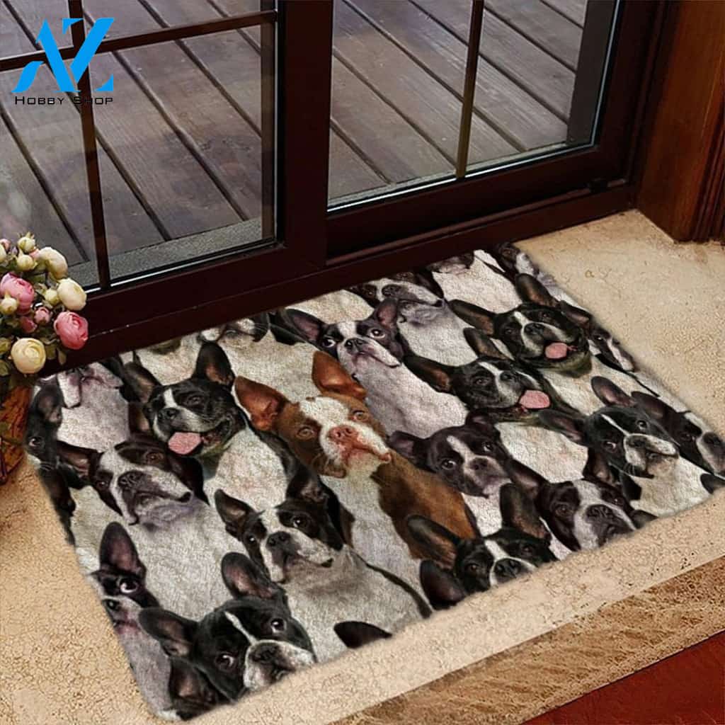 A Bunch Of Boston Terriers Doormat, Dog Welcome Mat, Funny Welcome Mats for Dog Lovers