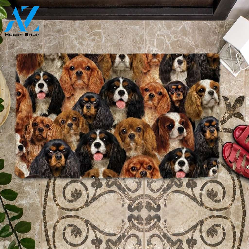 A Bunch Of Cavalier King Charles Spaniels Doormat, Dog Welcome Mat, Funny Welcome Mats for Dog Lovers