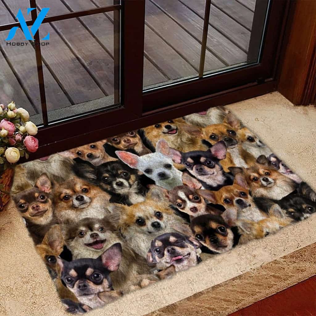 A Bunch Of Chihuahuas Doormat, Dog Welcome Mat, Funny Welcome Mats for Dog Lovers