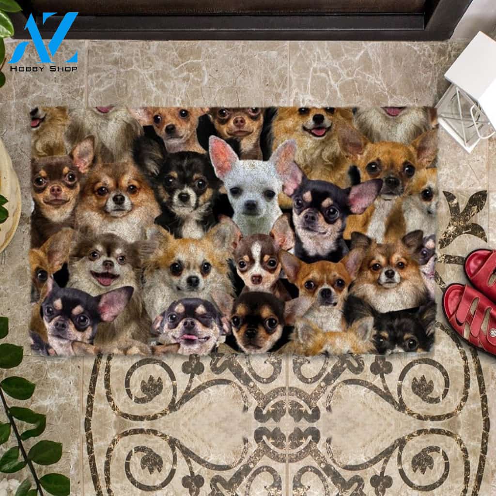 A Bunch Of Chihuahuas Doormat, Dog Welcome Mat, Funny Welcome Mats for Dog Lovers