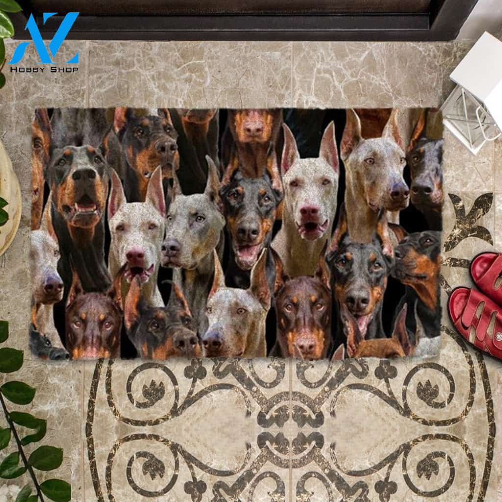 A Bunch Of Doberman Doormat, Dog Welcome Mat, Funny Welcome Mats for Dog Lovers