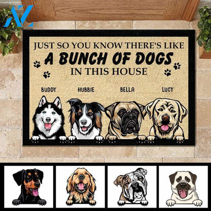 A Bunch Of Dogs In This House - Personalized Doormat 