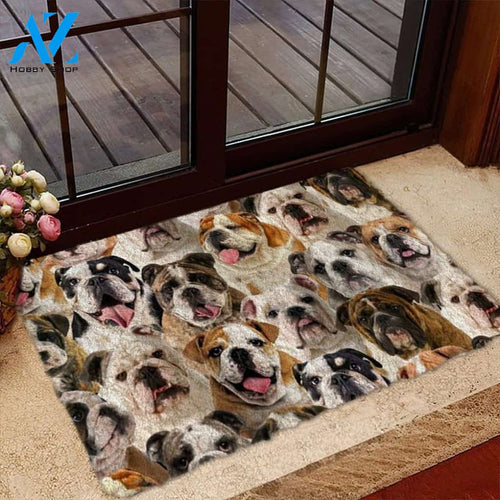 A Bunch Of English/British Bulldogs Doormat, Dog Welcome Mat, Funny Welcome Mats for Dog Lovers