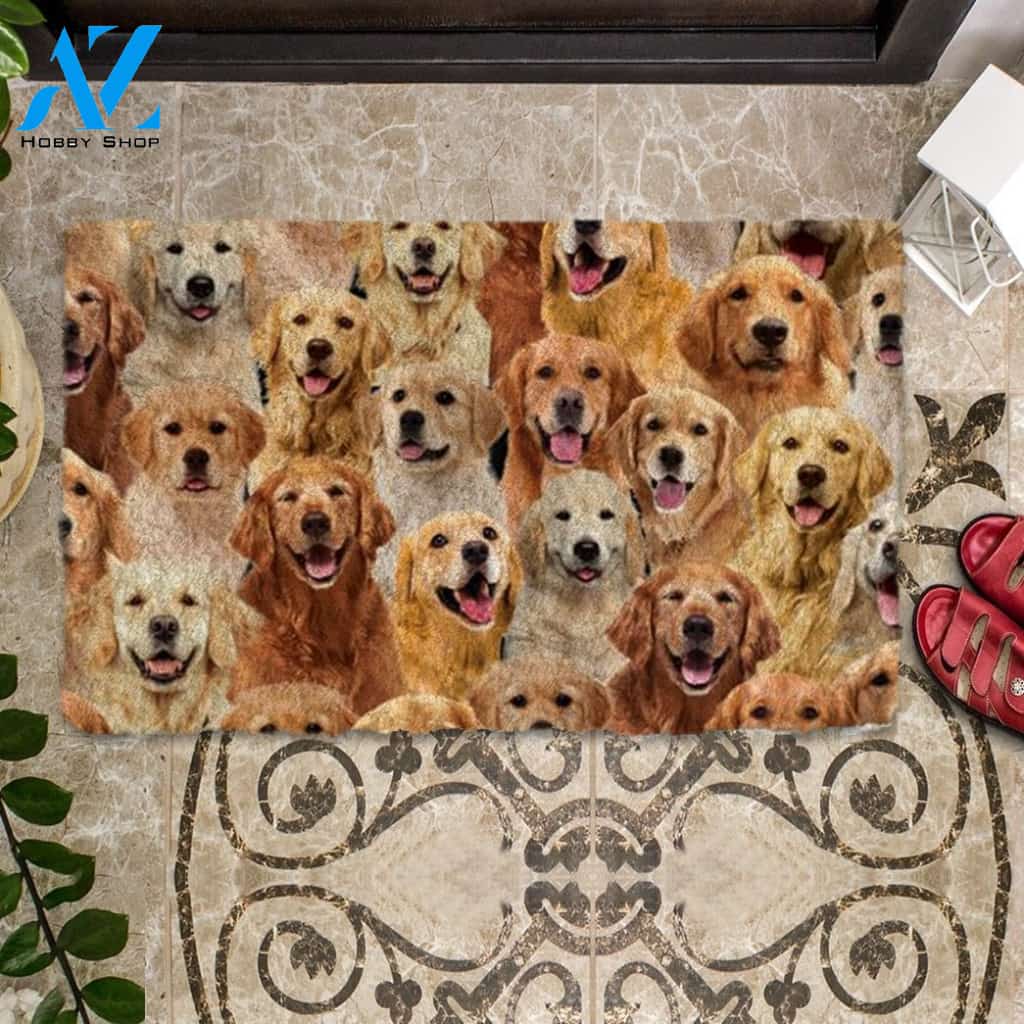 A Bunch Of Golden Retrievers Doormat, Dog Welcome Mat, Funny Welcome Mats for Dog Lovers