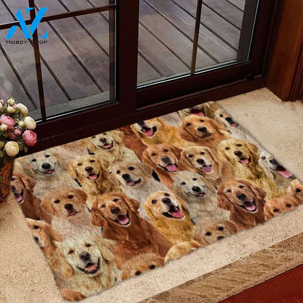 A Bunch Of Golden Retrievers Doormat, Dog Welcome Mat, Funny Welcome Mats for Dog Lovers