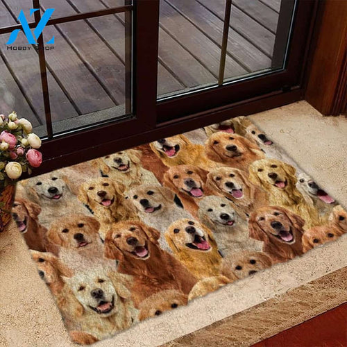 A Bunch Of Golden Retrievers Doormat, Dog Welcome Mat, Funny Welcome Mats for Dog Lovers