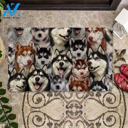 A Bunch Of Huskies Doormat, Dog Welcome Mat, Funny Welcome Mats for Dog Lovers