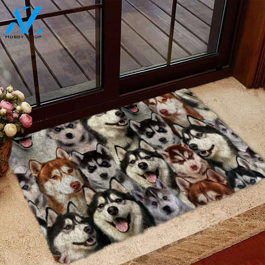 A Bunch Of Huskies Doormat, Dog Welcome Mat, Funny Welcome Mats for Dog Lovers