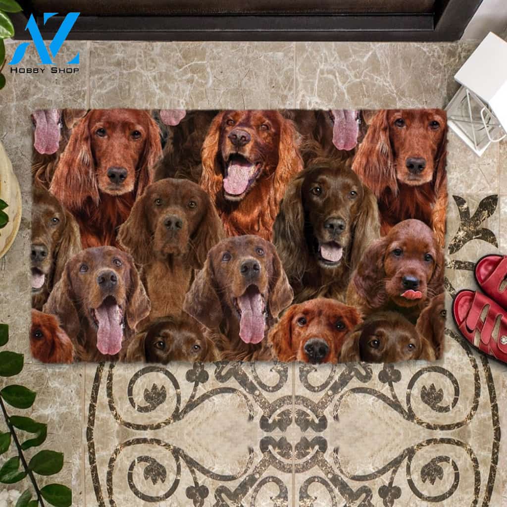 A Bunch Of Irish Setters Doormat, Dog Welcome Mat, Funny Welcome Mats for Dog Lovers