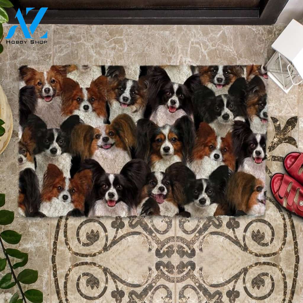 A Bunch Of Papillons Doormat, Dog Welcome Mat, Funny Welcome Mats for Dog Lovers