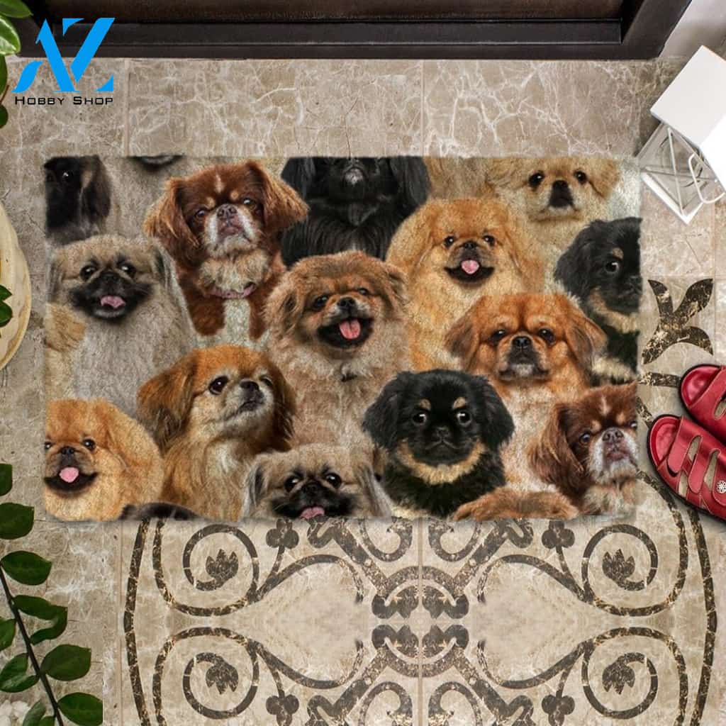 A Bunch Of Pekingeses Doormat, Dog Welcome Mat, Funny Welcome Mats for Dog Lovers