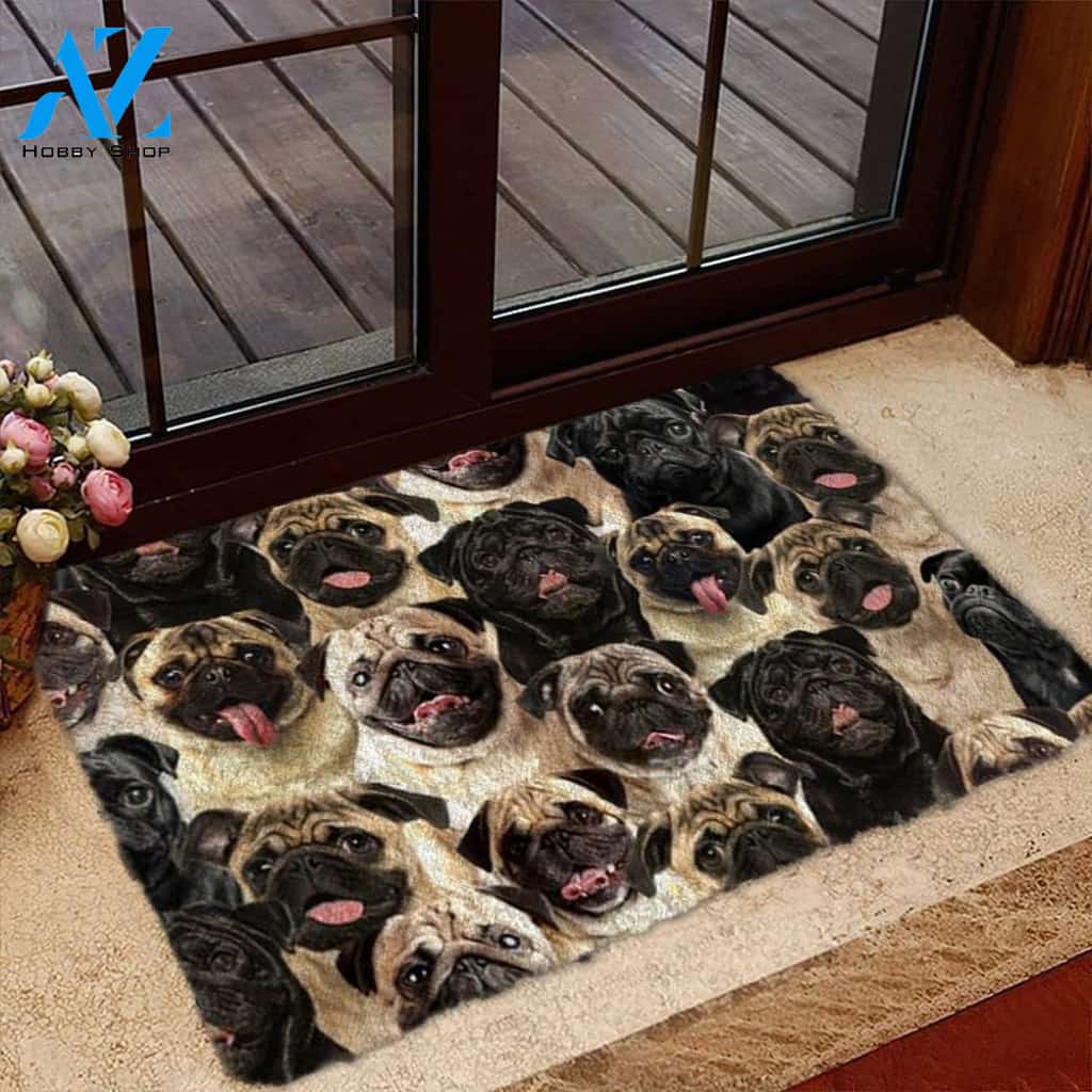 A Bunch Of Pugs Doormat, Dog Welcome Mat, Funny Welcome Mats for Dog Lovers