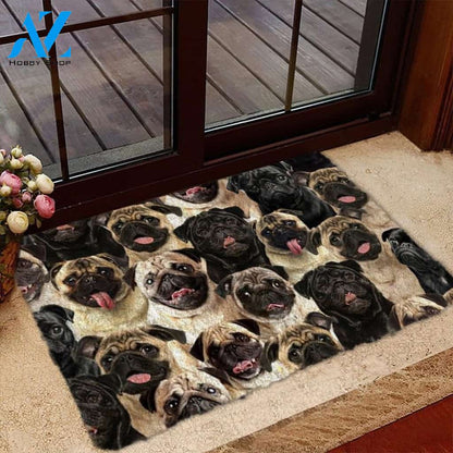 A Bunch Of Pugs Doormat, Dog Welcome Mat, Funny Welcome Mats for Dog Lovers