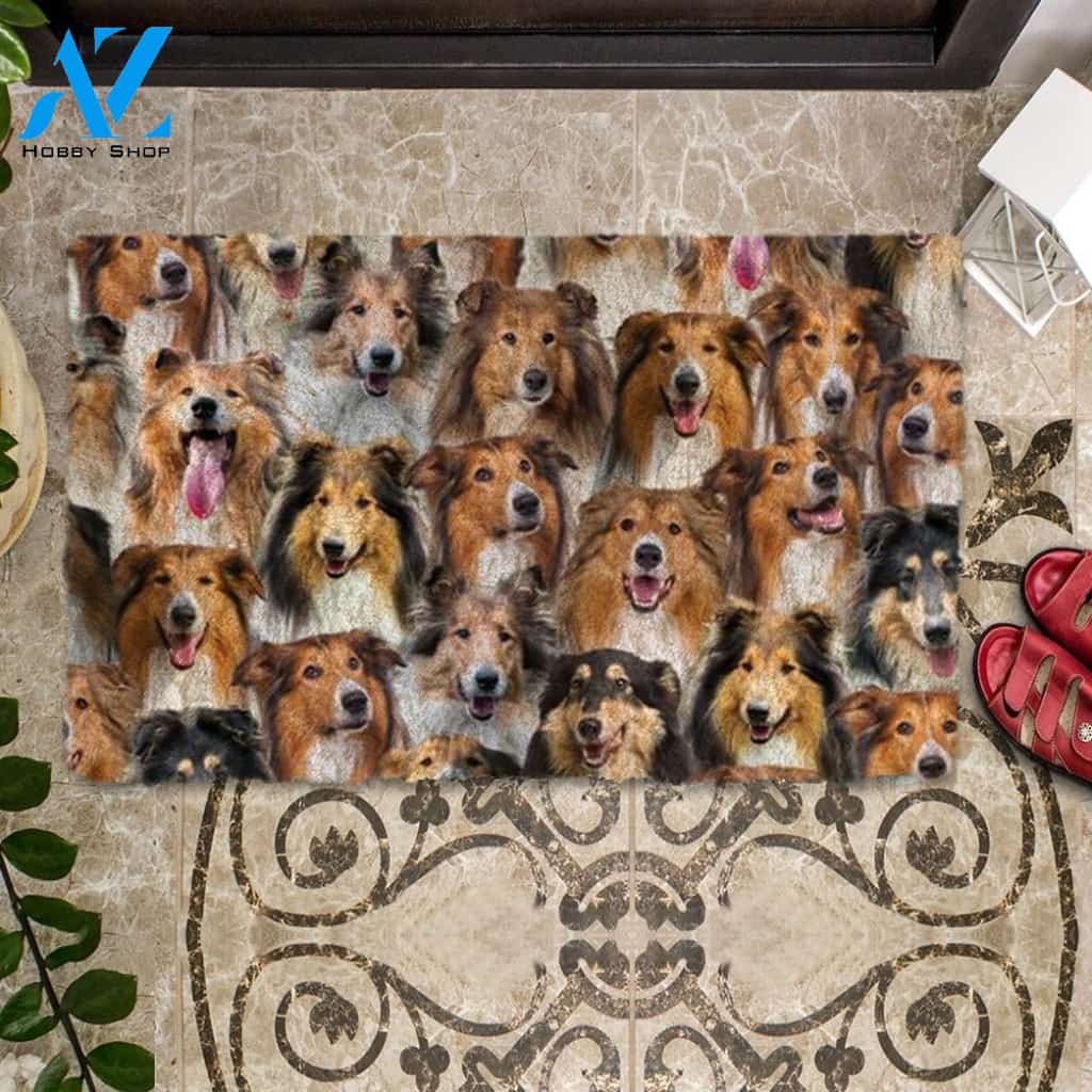 A Bunch Of Rough Collies Doormat, Dog Welcome Mat, Funny Welcome Mats for Dog Lovers