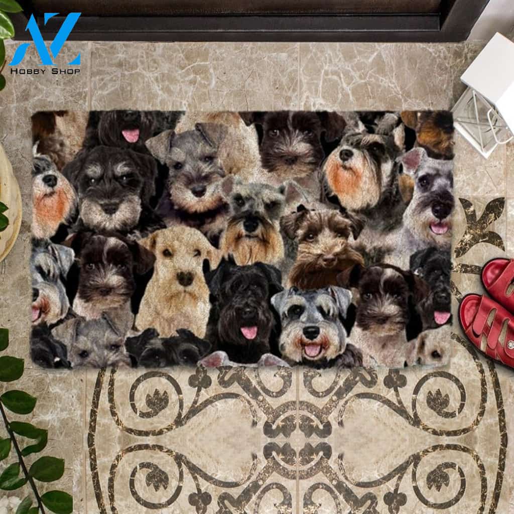 A Bunch Of Schnauzers Doormat, Dog Welcome Mat, Funny Welcome Mats for Dog Lovers
