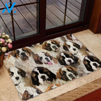 A Bunch Of St. Bernards Doormat, Dog Welcome Mat, Funny Welcome Mats for Dog Lovers