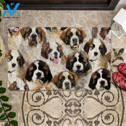 A Bunch Of St. Bernards Doormat, Dog Welcome Mat, Funny Welcome Mats for Dog Lovers