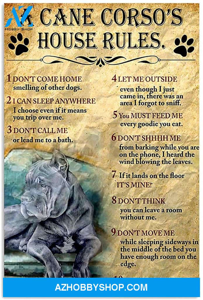 A Cane Corso S House Rules Present For Men Women On Birthday Xmas Art