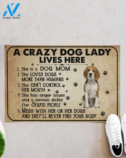 A Crazy Dog Lady Dog Mom Beagle Funny Indoor And Outdoor Doormat Warm House Gift Welcome Mat Birthday Gift For Mom