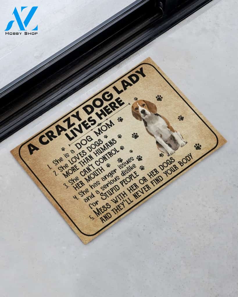 A Crazy Dog Lady Dog Mom Beagle Funny Indoor And Outdoor Doormat Warm House Gift Welcome Mat Birthday Gift For Mom