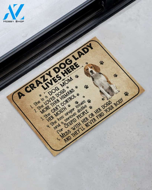 A Crazy Dog Lady Dog Mom Beagle Funny Indoor And Outdoor Doormat Warm House Gift Welcome Mat Birthday Gift For Mom