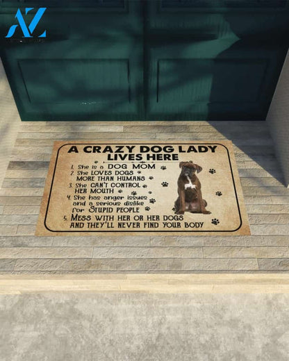 A Crazy Dog Lady Dog Mom Boxer Funny Indoor And Outdoor Doormat Warm House Gift Welcome Mat Birthday Gift For Mom