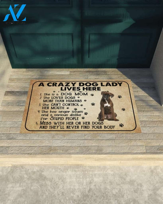 A Crazy Dog Lady Dog Mom Boxer Funny Indoor And Outdoor Doormat Warm House Gift Welcome Mat Birthday Gift For Mom