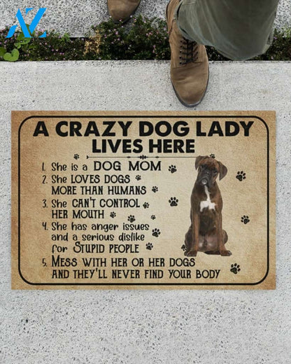 A Crazy Dog Lady Dog Mom Boxer Funny Indoor And Outdoor Doormat Warm House Gift Welcome Mat Birthday Gift For Mom