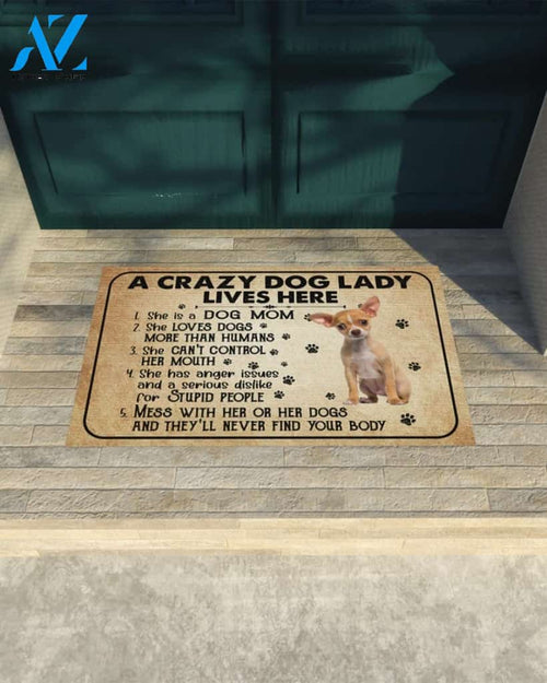 A Crazy Dog Lady Dog Mom Chihuahua Funny Indoor And Outdoor Doormat Warm House Gift Welcome Mat Birthday Gift For Mom