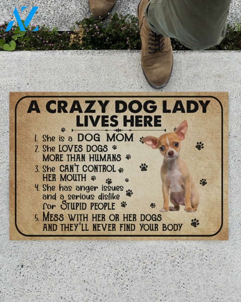 A Crazy Dog Lady Dog Mom Chihuahua Funny Indoor And Outdoor Doormat Warm House Gift Welcome Mat Birthday Gift For Mom