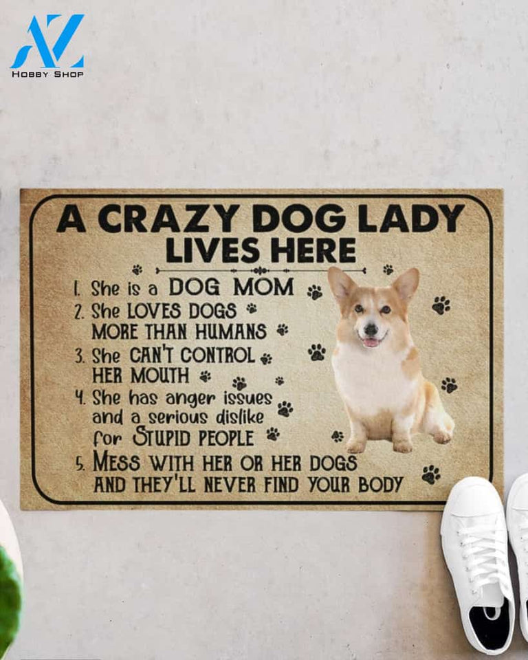 A Crazy Dog Lady Dog Mom Corgi Funny Indoor And Outdoor Doormat Warm House Gift Welcome Mat Birthday Gift For Mom