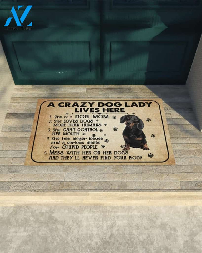 A Crazy Dog Lady Dog Mom Dachshund Funny Indoor And Outdoor Doormat Warm House Gift Welcome Mat Birthday Gift For Mom