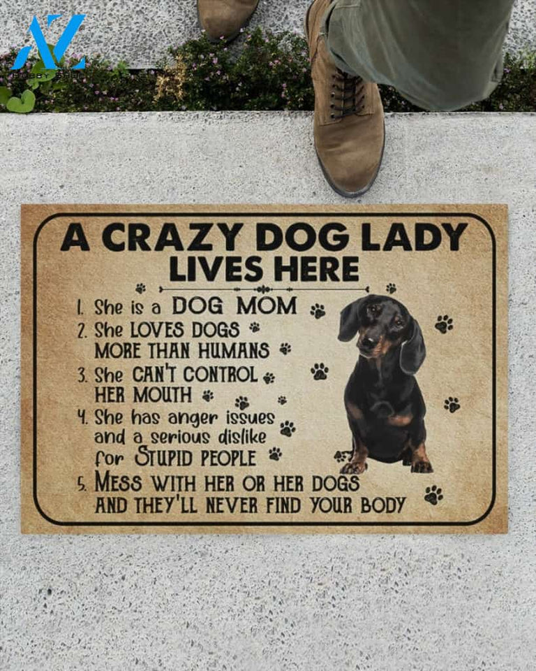 A Crazy Dog Lady Dog Mom Dachshund Funny Indoor And Outdoor Doormat Warm House Gift Welcome Mat Birthday Gift For Mom