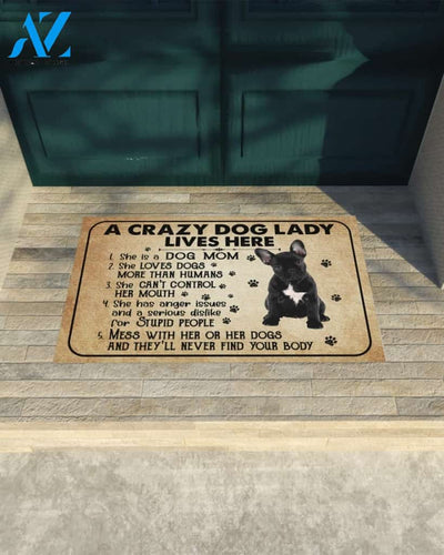 A Crazy Dog Lady Dog Mom French Bulldog Funny Indoor And Outdoor Doormat Warm House Gift Welcome Mat Birthday Gift For Mom