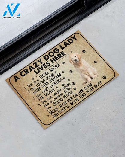 A Crazy Dog Lady Dog Mom Golden Retriever Funny Indoor And Outdoor Doormat Warm House Gift Welcome Mat Birthday Gift For Mom
