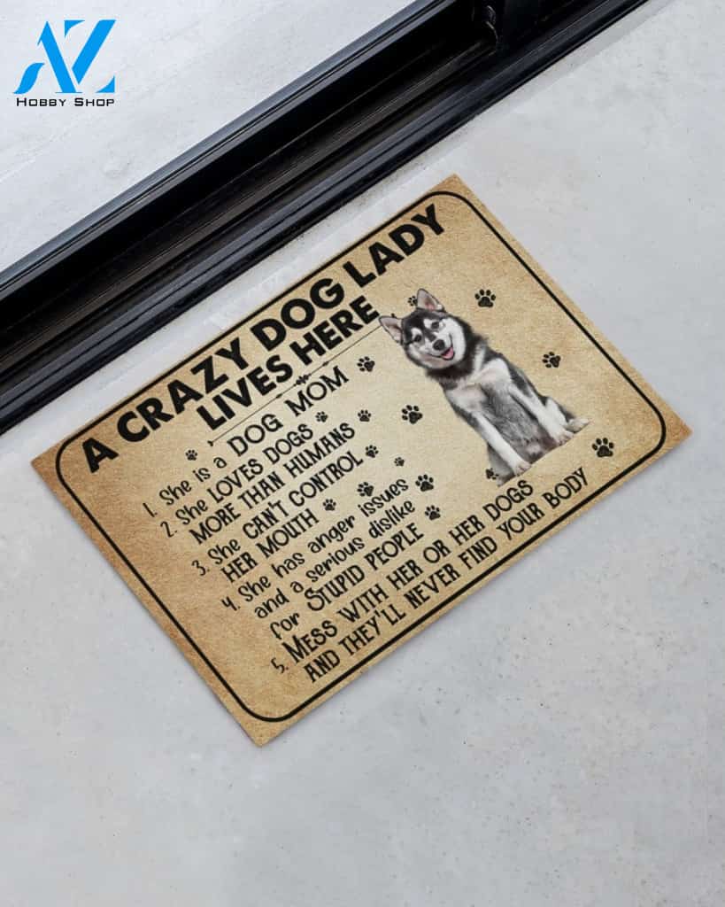 A Crazy Dog Lady Dog Mom Husky Funny Indoor And Outdoor Doormat Warm House Gift Welcome Mat Birthday Gift For Mom