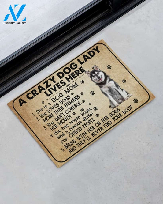 A Crazy Dog Lady Dog Mom Husky Funny Indoor And Outdoor Doormat Warm House Gift Welcome Mat Birthday Gift For Mom