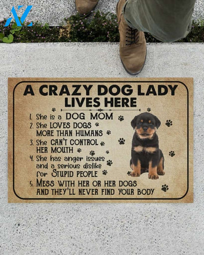 A Crazy Dog Lady Dog Mom Rottweiler Funny Indoor And Outdoor Doormat Warm House Gift Welcome Mat Birthday Gift For Mom