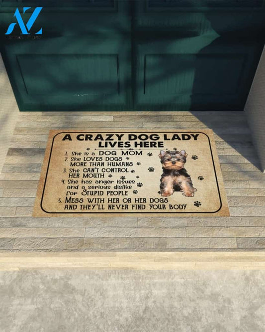 A Crazy Dog Lady Dog Mom Yorkshire Terrier Funny Indoor And Outdoor Doormat Warm House Gift Welcome Mat Birthday Gift For Mom