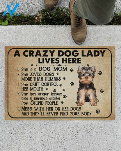 A Crazy Dog Lady Dog Mom Yorkshire Terrier Funny Indoor And Outdoor Doormat Warm House Gift Welcome Mat Birthday Gift For Mom