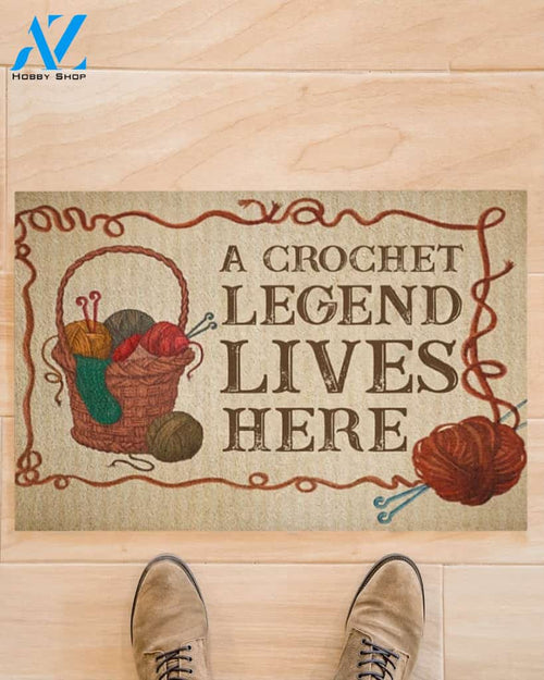 A Crochet Legend Lives Here Funny Indoor And Outdoor Doormat Gift For Crocheting Lovers Birthday Gift Decor Warm House Gift Welcome Mat