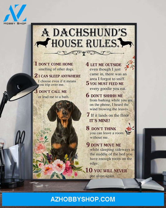 A Dachshund's house rules poster